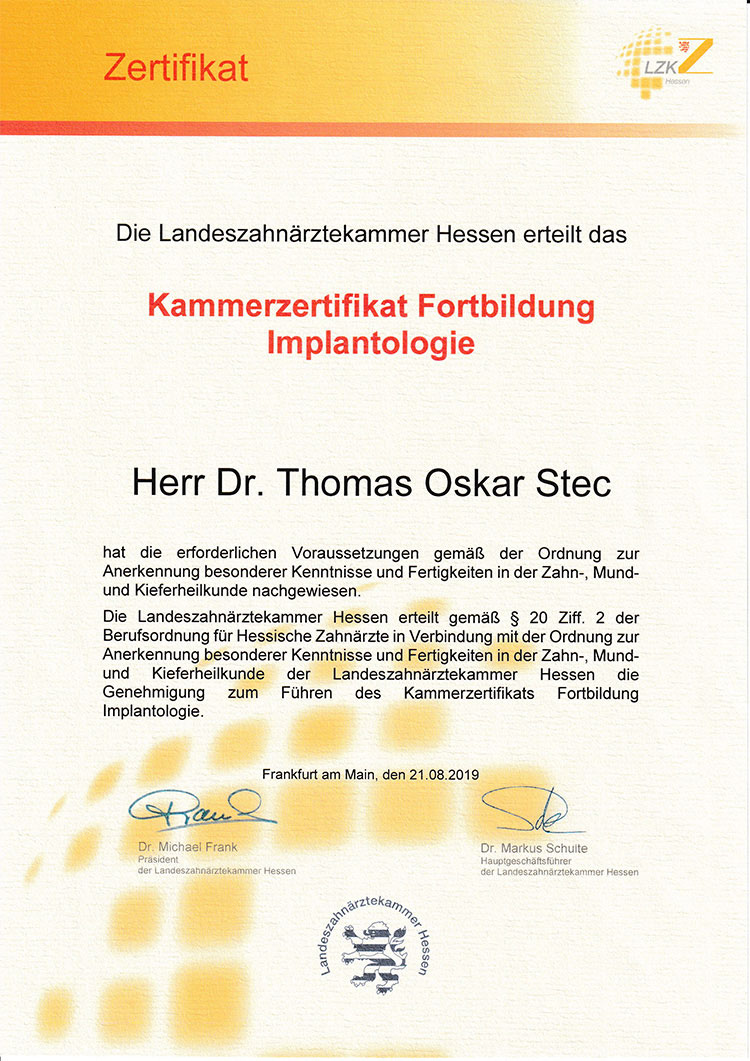 Tätigkeitsschwerpunkt Implantologie